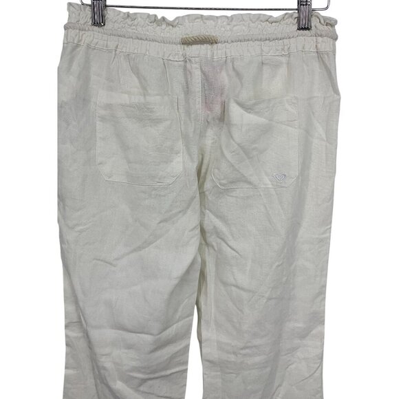 Roxy Womens White Linen Elastic Waist Drawstring Pants Size Small S Casual New - Picture 3 of 9